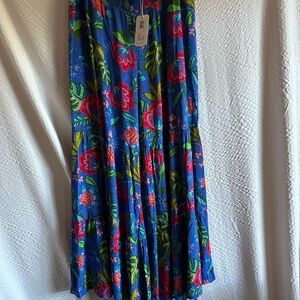 Johnny Was Blue Rumba Tiered Pant Size L NWT